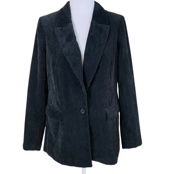 Banana Republic Size 6 Women's One Button Corduroy Blazer Jacket Black Business - Picture 1 of 12